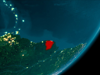 French Guiana from space at night