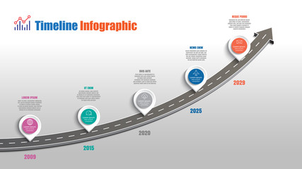 Business road map timeline infographic template with pointers designed for abstract background milestone modern diagram process technology digital marketing data presentation chart Vector illustration