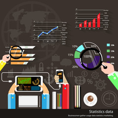 Vector Businessman with statistical data