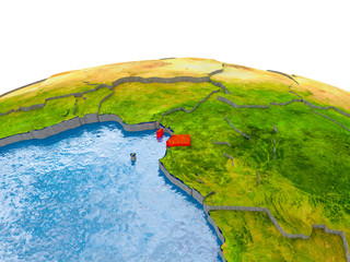Equatorial Guinea on model of Earth