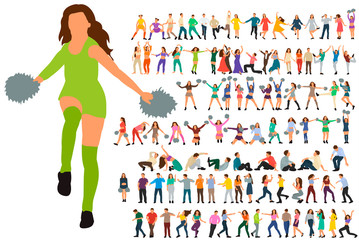 people dance, no person, flat style, set, collection, vector
