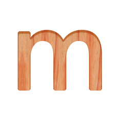 alphabet small wooden vintage. lowercase letter  pattern beautiful 3d isolated on white background ( design consonant m )