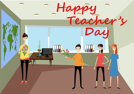 students congratulate the teacher's day