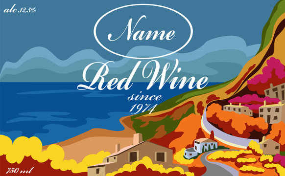 the wine label of red wine