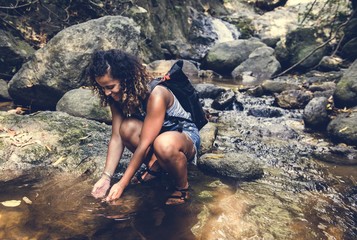 Woman enjoying an outdoor trip