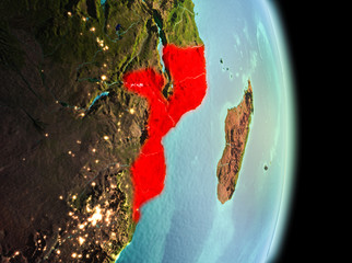 Mozambique in morning from orbit