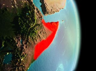 Somalia in morning from orbit
