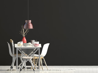 Mock up wall in interior. 3d illustration