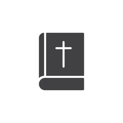 Bible book with cross vector icon. filled flat sign for mobile concept and web design. Holy book simple solid icon. Symbol, logo illustration. Pixel perfect vector graphics