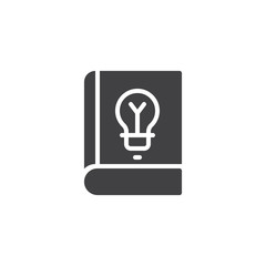 Book with light bulb vector icon. filled flat sign for mobile concept and web design. Education simple solid icon. Symbol, logo illustration. Pixel perfect vector graphics