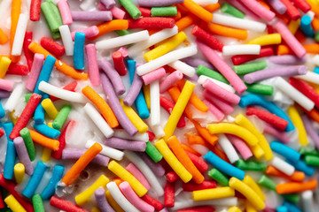 Multicolored decoration on easter as background