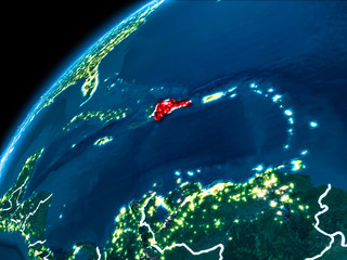 Map of Dominican Republic at night