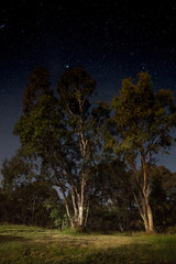 Clear night under the stars in the countryside in Australia