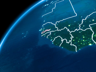 Map of Gambia at night