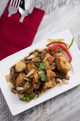 King size crispy chilli prawns