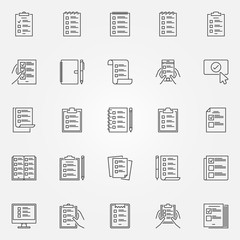 To Do List outline icons. Vector check list and tasklist symbols