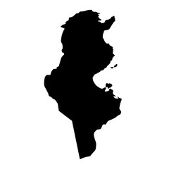 black silhouette country borders map of Tunisia on white background of vector illustration