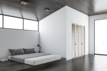 Fototapeta na wymiar White and dark wooden bedroom corner
