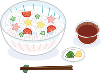 七夕そうめんのイラスト素材