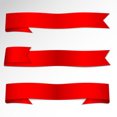 Folding red ribbon banner