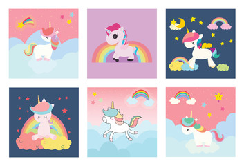cute unicorns set
