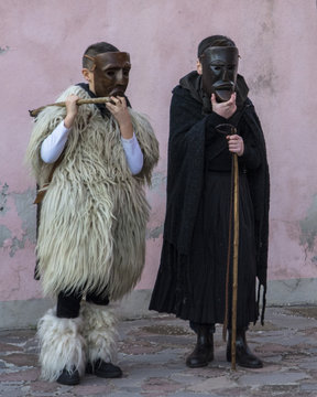 Ottana, Sardinia - Parade of traditional masks of Sardinia at the Carnival 2018