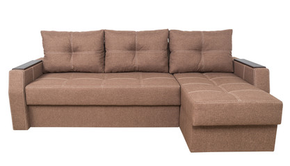 Brown sofa isolated on a white background.
