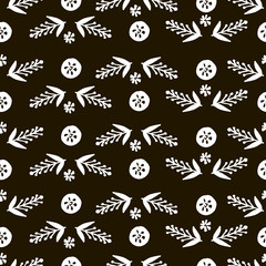 Hand drawn vector pattern. Simple doodle elements.Black and white.