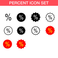 Percent vector icon, set