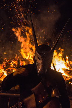Ottana, Sardinia - Parade of traditional masks of Sardinia at the Carnival 2018