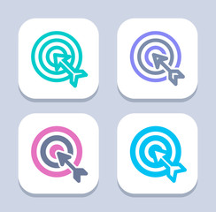 Target & Arrow - Neon & LED Icons. A set of 4 professional, pixel-perfect icons 