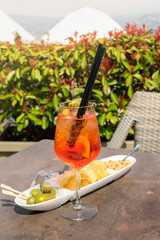 Florence, Tuscany / Italy - April 21, 2018. traditional Italian aperitif  - cocktail «aperol...