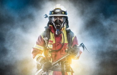 Naklejka premium Hero - Firefighter