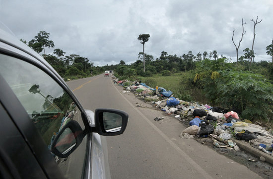 Rubbish Along The Road In The Amazon, South America