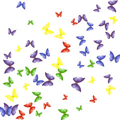 Summer Background with Colorful Butterflies. Simple Feminine Pattern for Card, Invitation, Print. Trendy Decoration with Beautiful Butterfly Silhouettes. Vector Background with Moth