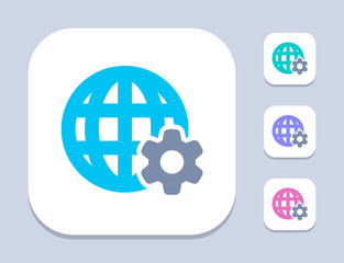 Grid Globe & Gears - LED Duo Icons. A professional, pixel-perfect icon