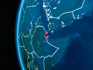 Djibouti on Earth at night