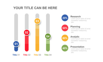 Business infographic bar chart design template with option, percentage and process colorful style for business