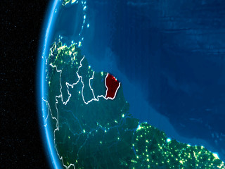 French Guiana on Earth at night