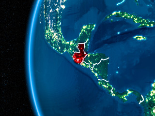 Guatemala on Earth at night