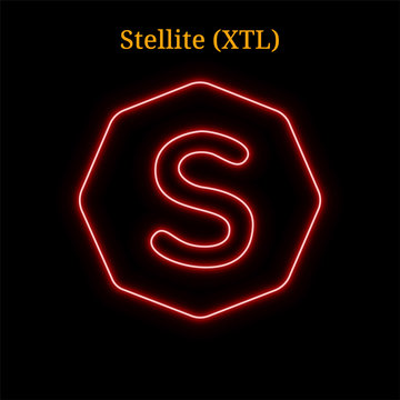 Red neon Stellite (XTL) cryptocurrency symbol