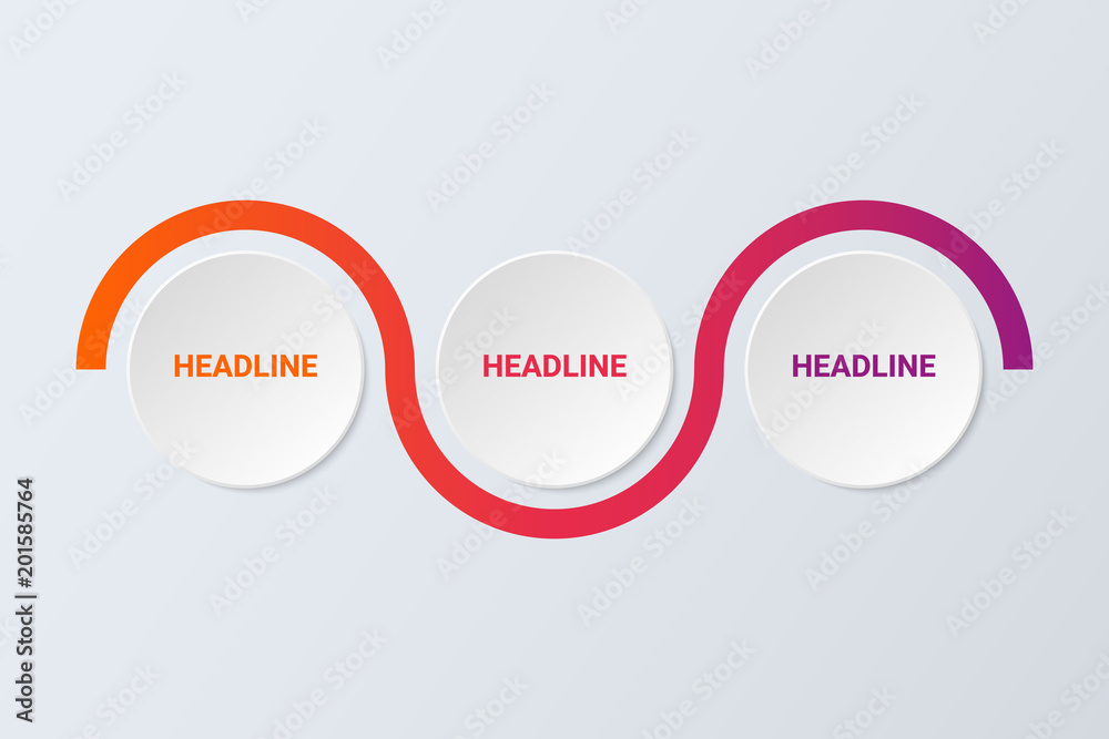 Poster Modern abstract 3D infographic template with three steps for success. Business circle template.