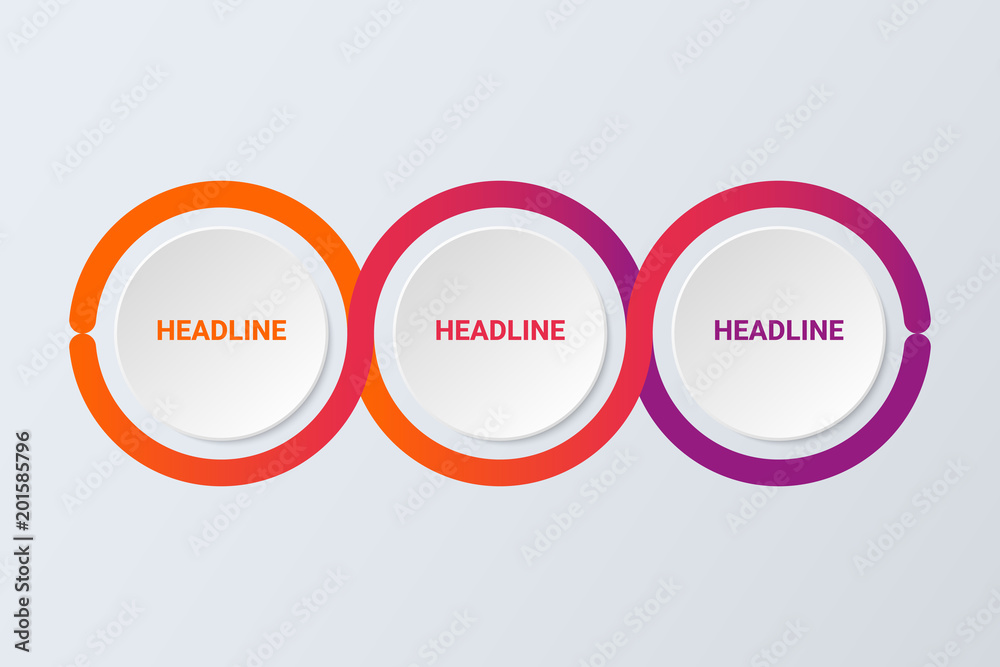 Poster Modern abstract 3D infographic template with three steps for success. Business circle template.