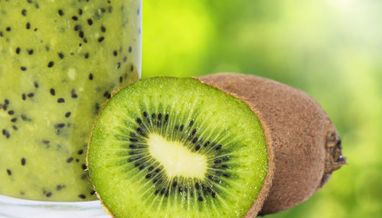 kiwi smoothie with green background