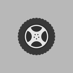 Flat car rim vector isolated icon on gray background