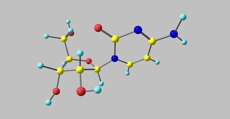 Cytidine molecular structure isolated on grey background