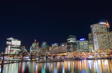 Naklejka na ściany i meble Darling Harbour Sydney night cityscape Australia