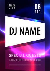 Abstract night party poster in glamour design style, modern flyer in A4 with colourful background