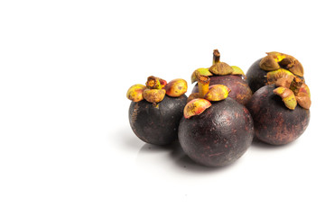 Mangosteen on white background.
