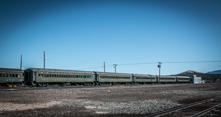 Obraz premium Railway depot in the desert and mountains